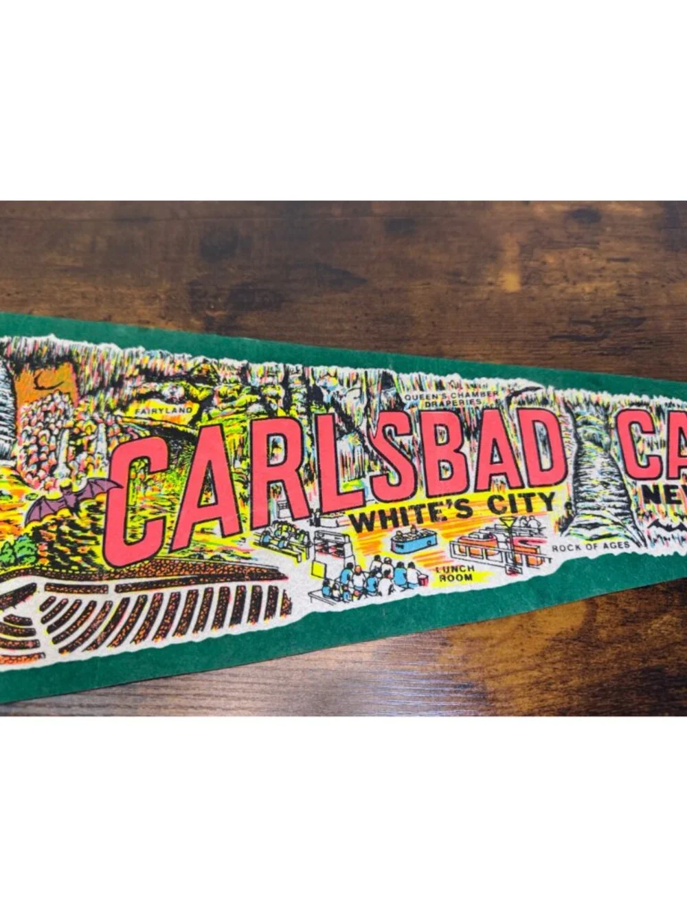 Vintage Carlsbad Caverns Felt Pennant Whites City New Mexico Souvenir 27 “